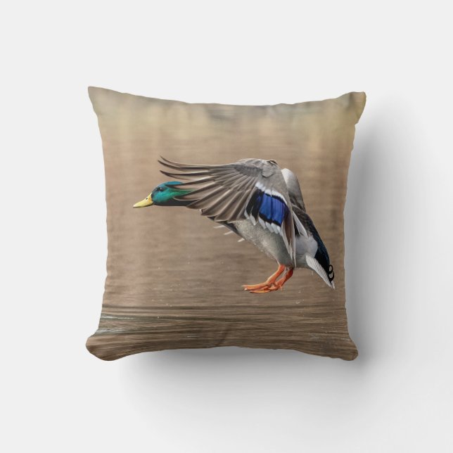 Stockenten-Ente im Flug Kissen (Vorderseite)