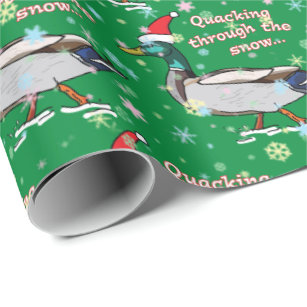 Stockenten-Ente in der Weihnachtsmannmütze Geschenkpapier