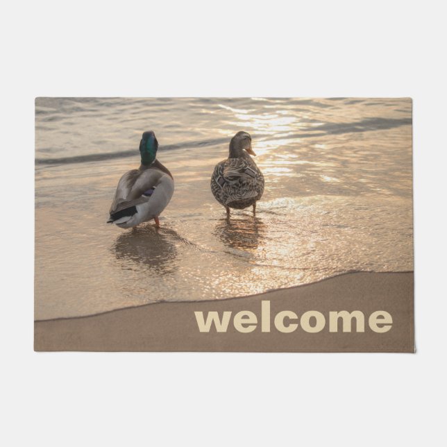 Stockenten-Enten auf Strand Fußmatte (Vorderseite)