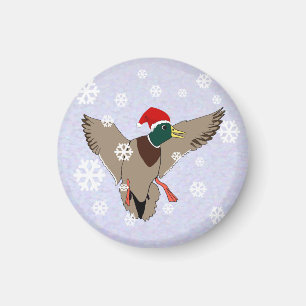 Stockenten-Enten-Weihnachtsmannmütze-Weihnachten Magnet