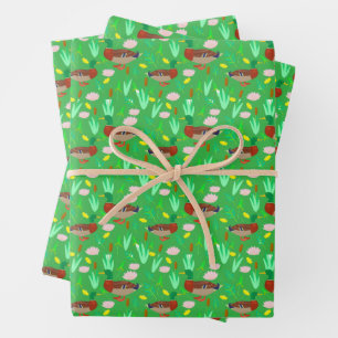 Stockenten in einem Sumpfmuster Geschenkpapier Set