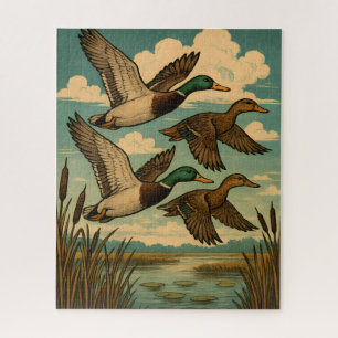 Stockenten in Flug Wildlife Art
