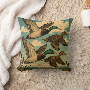 Stockenten in Flug Wildlife Art Kissen