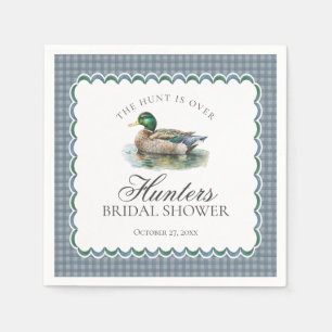 Stockenten-Jagd Blau Gingham-Brautparty Serviette
