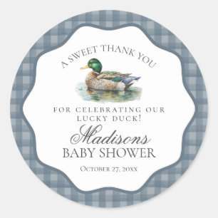 Stockenten-Jagd-Gingham-Baby-Party-Kreis Runder Aufkleber