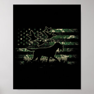 Stockenten-Jagdhund-Tarnung Amerikanische Flagge Poster