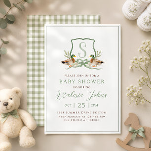 Stockenten-Wappen-Monogramm-Baby-Party Einladung
