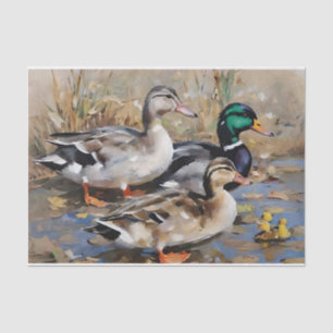 Stockenten Wasserfarbe Decoupage  Seidenpapier