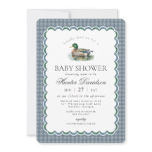 Stockentenjagd Blau Gingham Jungen-Baby-Party