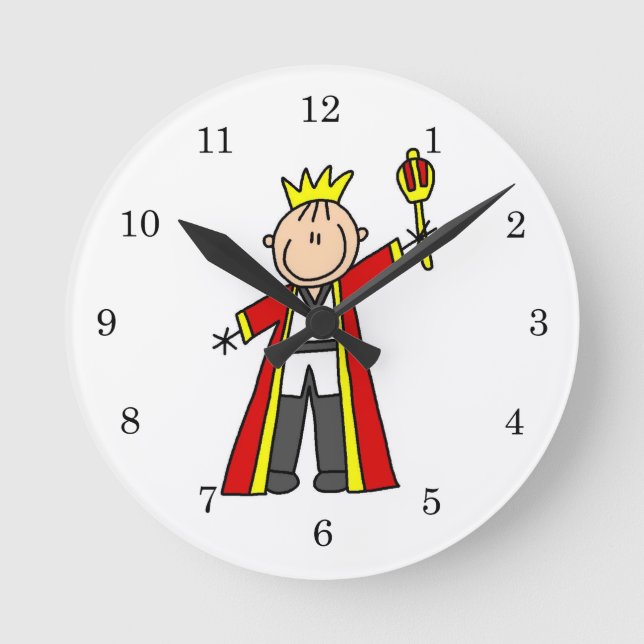 Stockfigurenkönig Runde Wanduhr (Vorderseite)