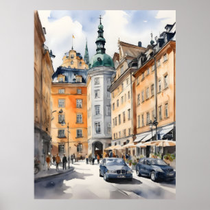 Stockholm Aquarellkunst Poster