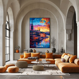 Stockholm City Skyline Poster - Schwedische Stadtk