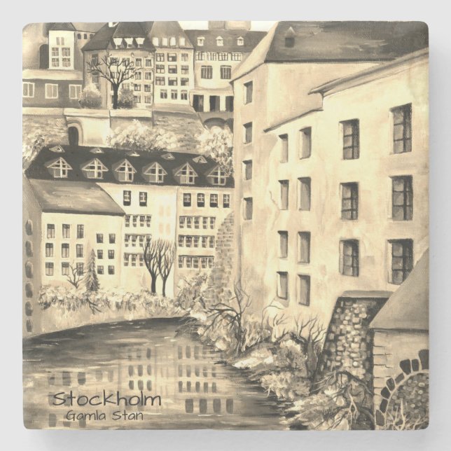 "Stockholm Gamla Stan - Altstadt Steinuntersetzer (Vorderseite)