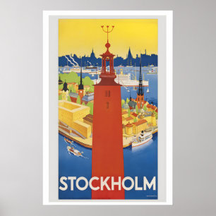 Stockholm Hafen von Stockholm und Stadthaus Schwed Poster