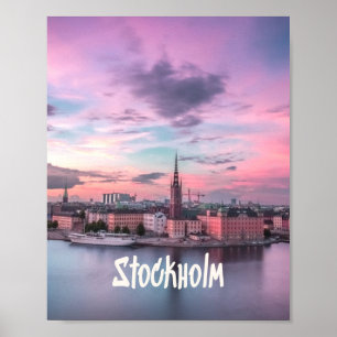 Stockholm Hauptstadt Schweden Night Skyline Poster