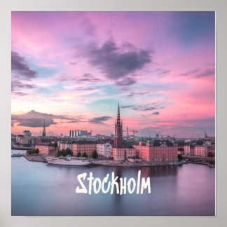 Stockholm Hauptstadt Schweden Night Skyline Poster