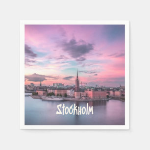 Stockholm Hauptstadt Schweden Night Skyline Serviette