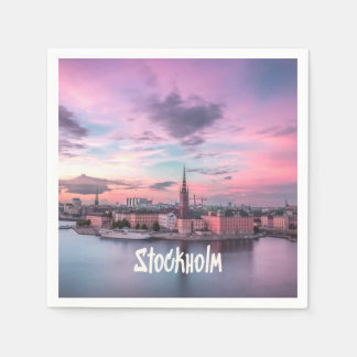 Stockholm Hauptstadt Schweden Night Skyline Serviette