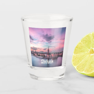 Stockholm Hauptstadt von Schweden Nacht Skyline Schnapsglas