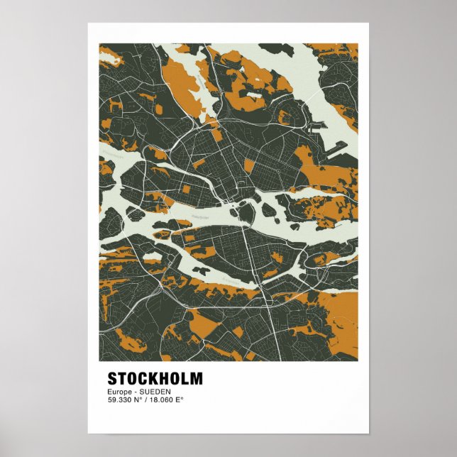 Stockholm Map Poster - Schweden Grüne Karte (Vorne)