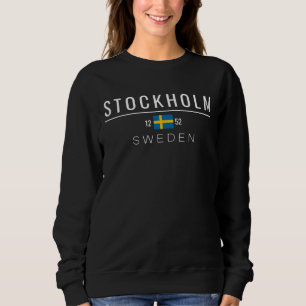 Stockholm Schweden 1252 Weißer Text Sweatshirt