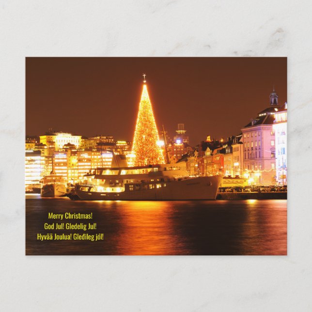 Stockholm, Schweden am Weihnachten nachts (Vorderseite)