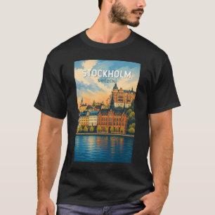 Stockholm Schweden Illustration Reise Kunst Vintag T-Shirt
