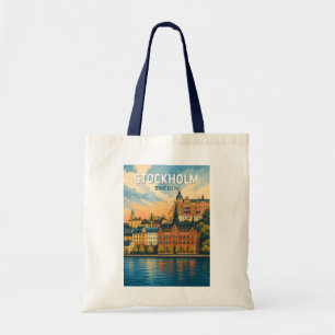 Stockholm Schweden Illustration Reise Kunst Vintag Tragetasche