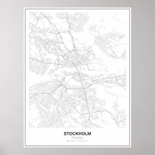 Stockholm, Schweden, Minimalistisches Kartenplakat Poster