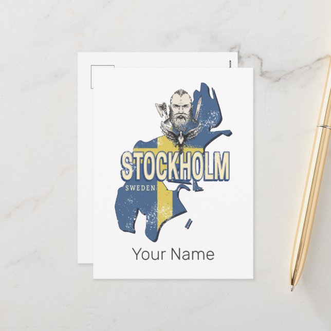 Stockholm Schweden Provinz Karte Vintag Souvenir (Vorderseite/Rückseite Beispiel)