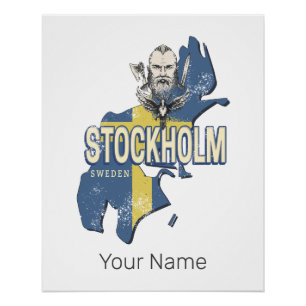 Stockholm Schweden Provinz Karte Vintag Souvenir Poster
