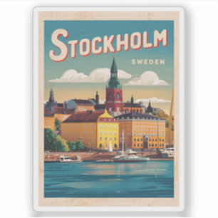 Stockholm Schweden Reise Vintage-Wasserfront-Gesch Aufkleber