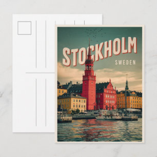 Stockholm Schweden Reise Vintage-Wasserfront-Gesch Postkarte