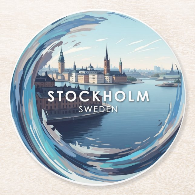 Stockholm Schweden Reisen Runder Pappuntersetzer (Vorderseite)