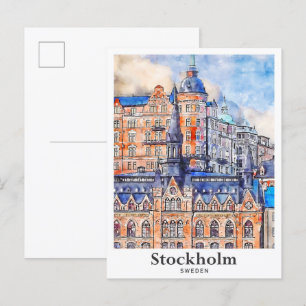 Stockholm Schweden Reiseskizze Postkarte
