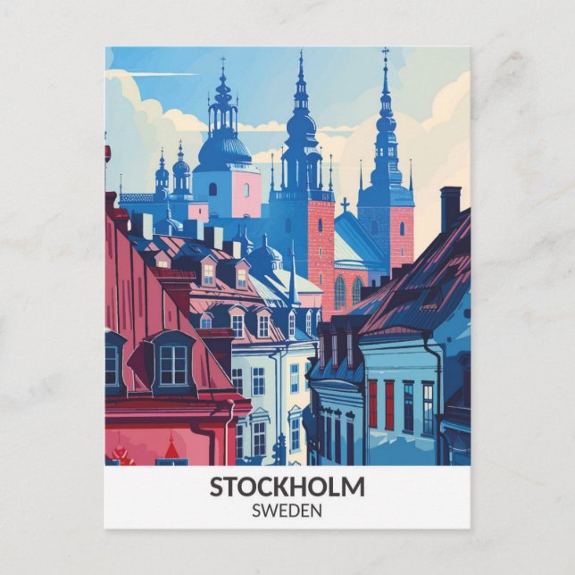 Stockholm Schweden Retro Artwork Travel Postkarte (Vorderseite)
