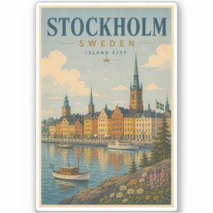 Stockholm Schweden Skyline Illustration Reise Kuns Aufkleber