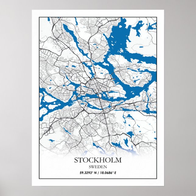 Stockholm Schweden Stadtkarte Einfach Poster (Vorne)