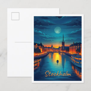 Stockholm Schweden Vintage-Kunst-Reiseillustration Postkarte