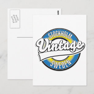 Stockholm Schweden Vintage-Logo Postkarte