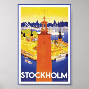 Stockholm Schweden Vintage Poster