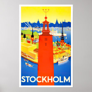 Stockholm Schweden Vintage Reise Poster