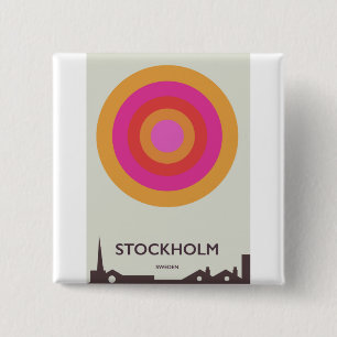 Stockholm, Schweden Vintage Reiseplakat. Button