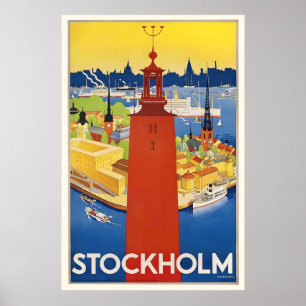 Stockholm Schweden Vintage-Reiseposter Poster