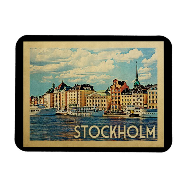 Stockholm Schweden Vintage Travel Magnet (Horizontal)