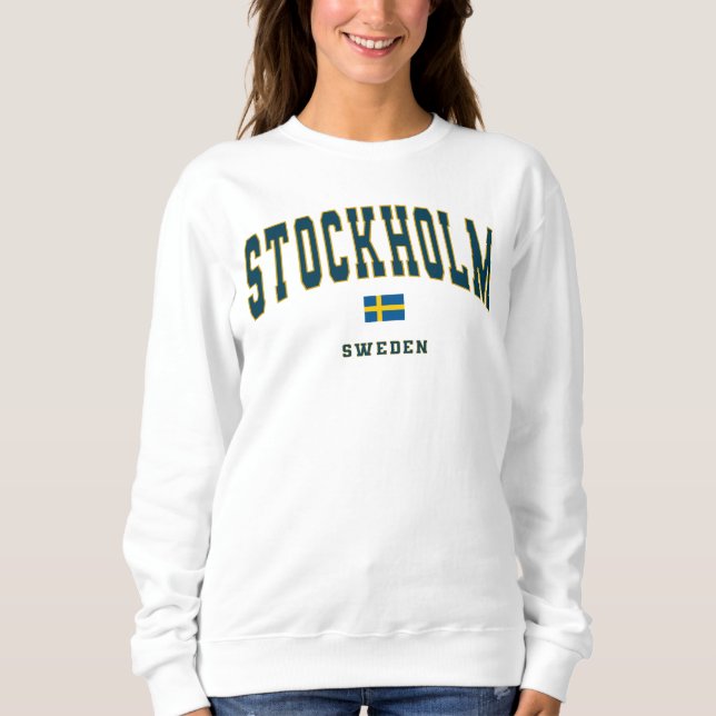Stockholm Schweden Vintage Uni Stil Sweatshirt (Vorderseite)