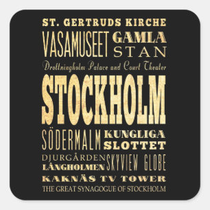 Stockholm Stadt des Vereinigten Königreichs Typogr Quadratischer Aufkleber