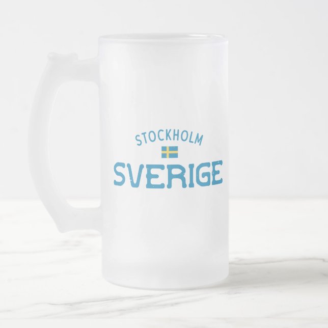 Stockholm Sverige (Schweden) Mattglas Bierglas (Links)