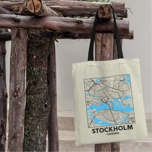 Stockholm, Sweden City Map Tote Bag Tragetasche (Von Creator hochgeladen)