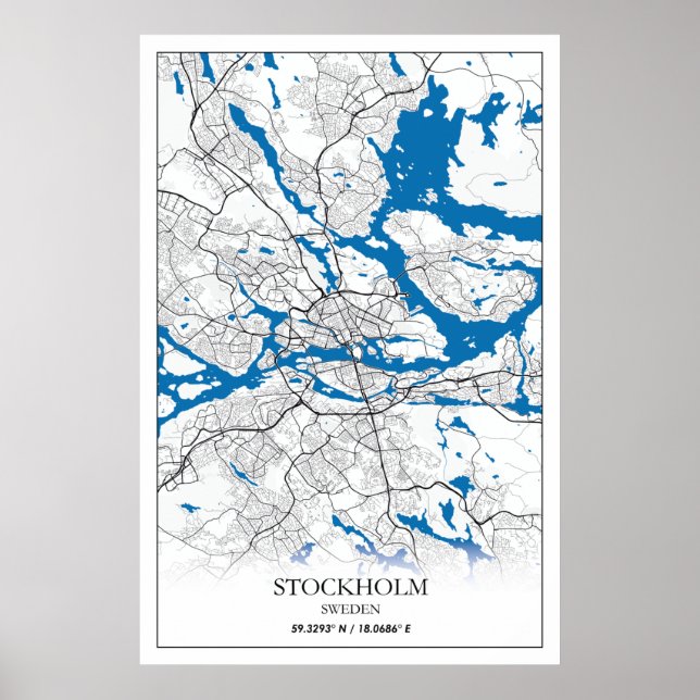 Stockholm Sweden City Map Travel Simple Poster (Vorne)